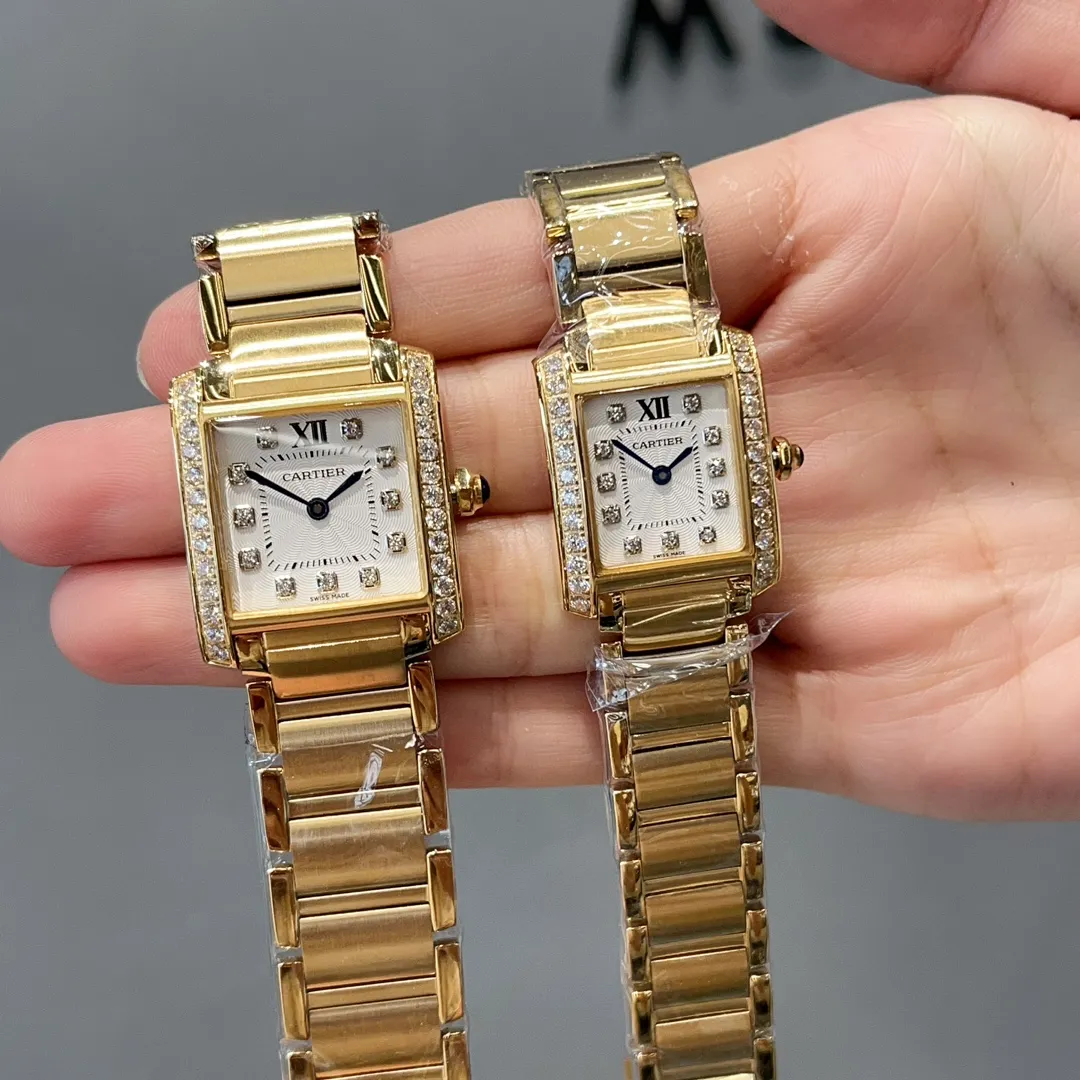 【High-end replica】💰1160! Cartier French Tank Series TankFrancaise, Swiss quartz movement, 316L stainless steel case bracelet, tempered crystal mirror, gemstone bead crown, medium size: width 27mm, length 32mm, small size: width 21.2mm, length 25.7mm