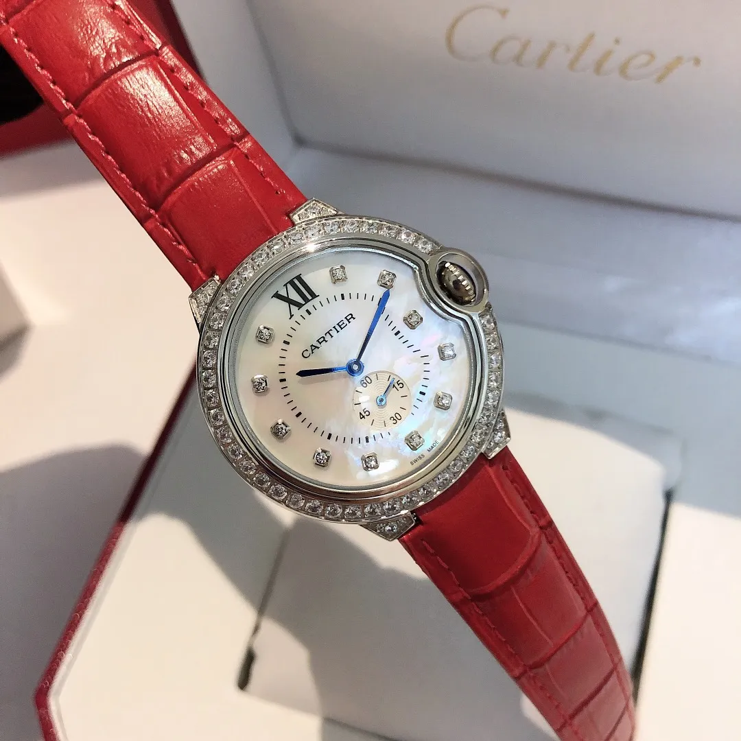 【Foreign trade import】💰980! Cartier - CARTIER blue balloon series goddess watch, fully hand-inlaid with diamonds, very popular among goddesses, 316L stainless steel case, deep sea mother-of-pearl dial, imported quartz movement, the latest and most pink color, super white hands, great appearance and temperament! Original folding clasp, size: 36mm