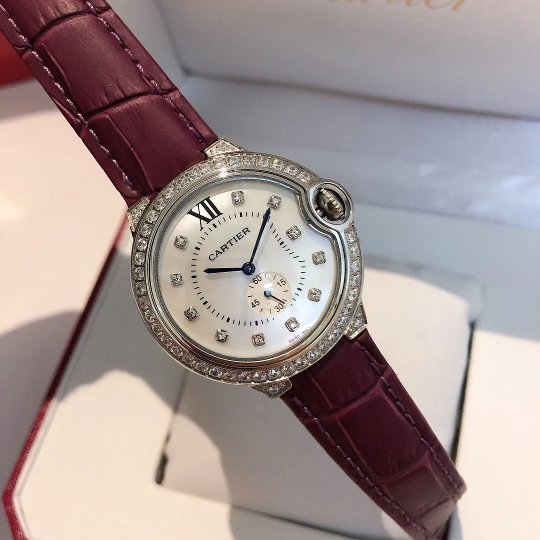 【Foreign trade import】💰980! Cartier - CARTIER blue balloon series goddess watch, fully hand-inlaid with diamonds, very popular among goddesses, 316L stainless steel case, deep sea mother-of-pearl dial, imported quartz movement, the latest and most pink color, super white hands, great appearance and temperament! Original folding clasp, size: 36mm