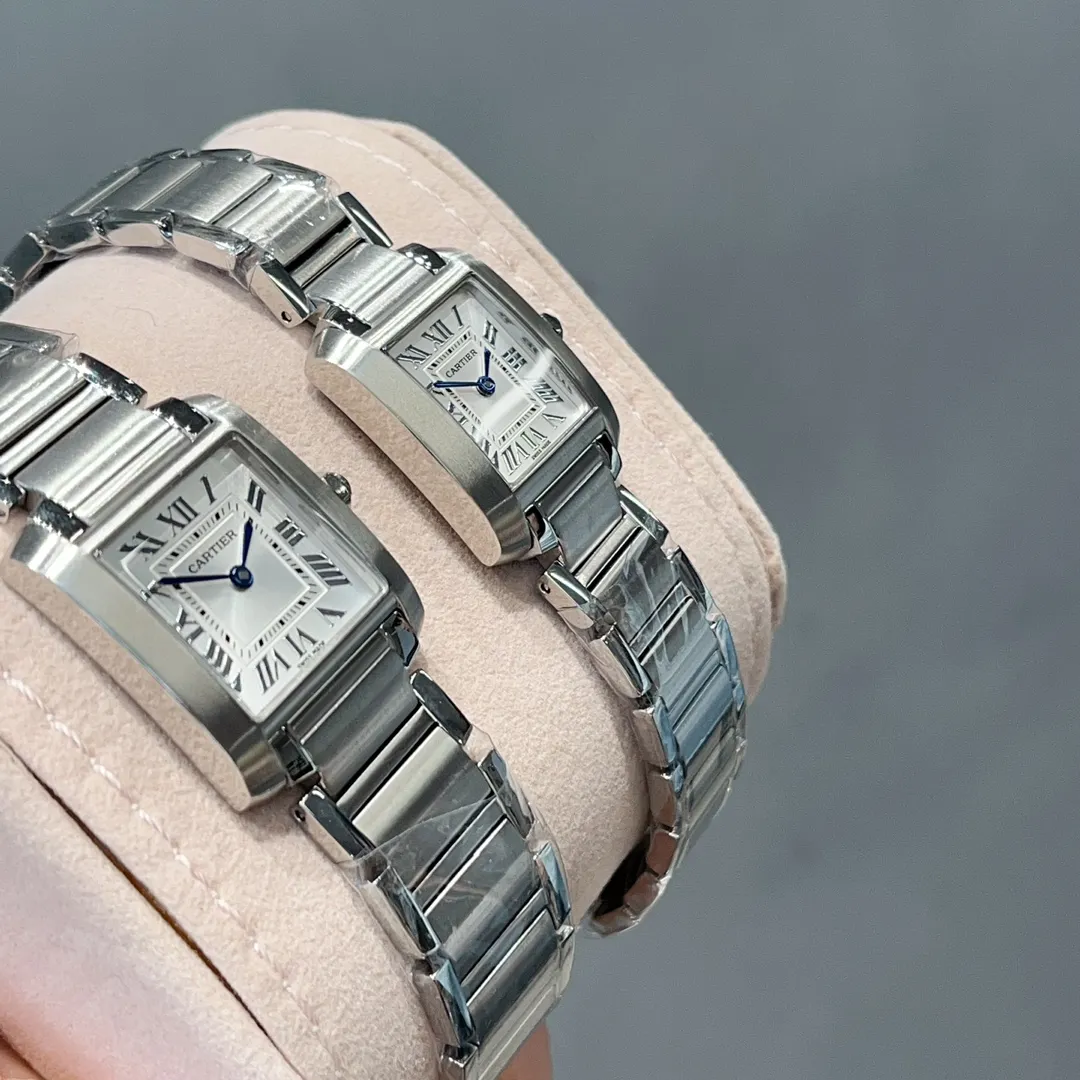 【High-end replica】💰1160! Cartier French Tank Series TankFrancaise, Swiss quartz movement, 316L stainless steel case bracelet, tempered crystal mirror, gemstone bead crown, medium size: width 27mm, length 32mm, small size: width 21.2mm, length 25.7mm