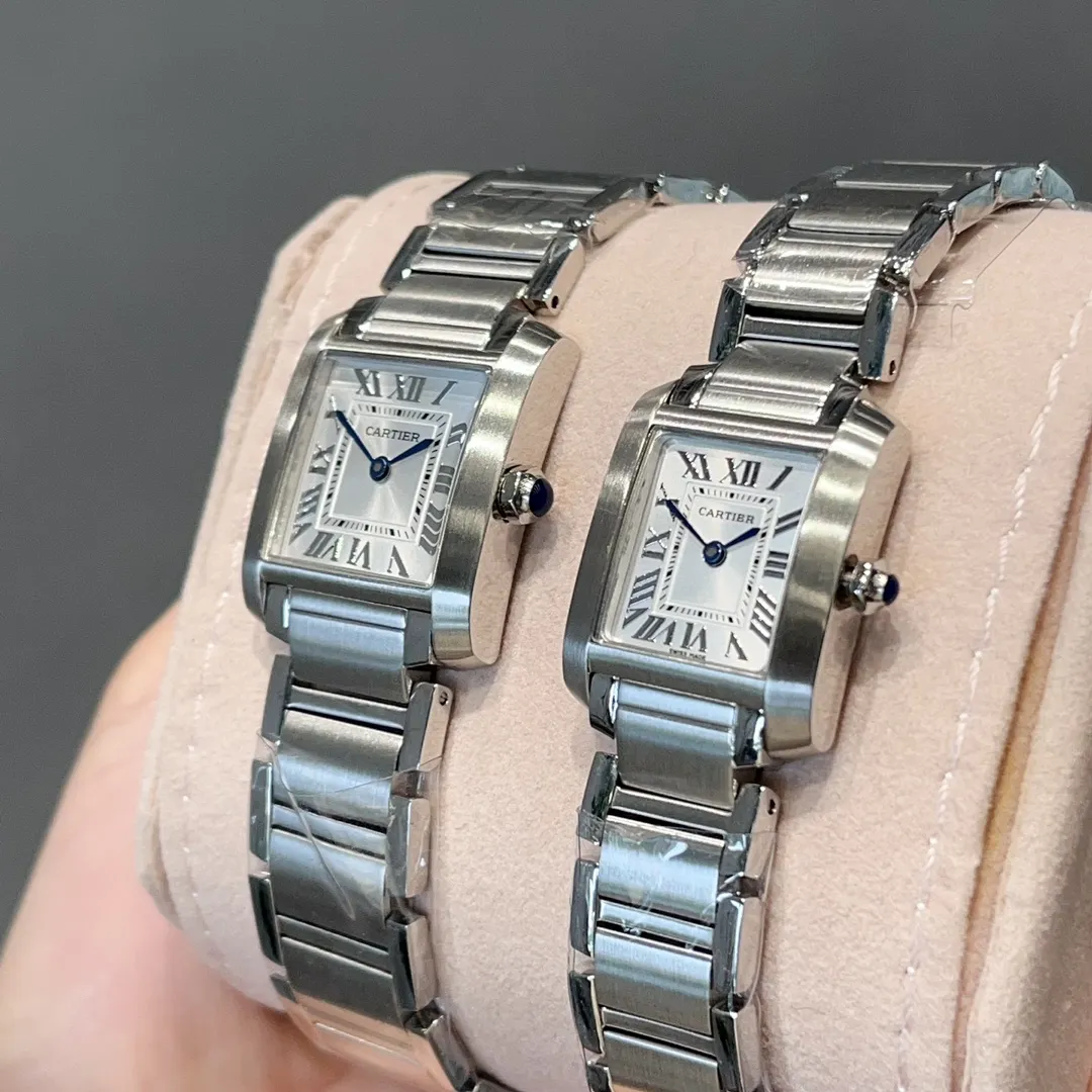 【High-end replica】💰1160! Cartier French Tank Series TankFrancaise, Swiss quartz movement, 316L stainless steel case bracelet, tempered crystal mirror, gemstone bead crown, medium size: width 27mm, length 32mm, small size: width 21.2mm, length 25.7mm