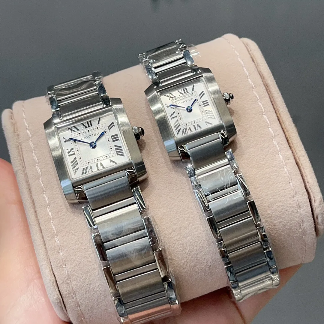 【High-end replica】💰1160! Cartier French Tank Series TankFrancaise, Swiss quartz movement, 316L stainless steel case bracelet, tempered crystal mirror, gemstone bead crown, medium size: width 27mm, length 32mm, small size: width 21.2mm, length 25.7mm