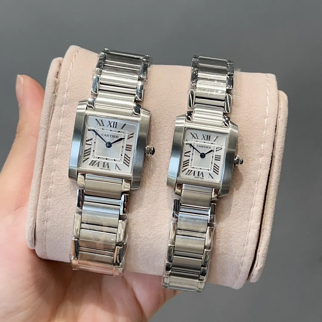 【High-end replica】💰1160! Cartier French Tank Series TankFrancaise, Swiss quartz movement, 316L stainless steel case bracelet, tempered crystal mirror, gemstone bead crown, medium size: width 27mm, length 32mm, small size: width 21.2mm, length 25.7mm