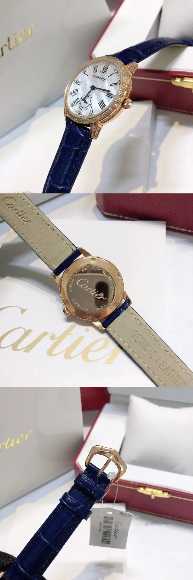 【Foreign trade import】💰1080! The latest high-end jewelry series of watches launched by Cartier has a ring studded with double diamonds that exudes a bright and charming light that cannot be looked at. The classic Roman numeral display reveals a pure French style. The round shell design is in line with the Chinese people's pursuit of "perfection" aesthetics, and we can't help but think of countless beautiful scenes related to the "circle". Size 36mm, sapphire glass mirror, Swiss movement "MX real shot"