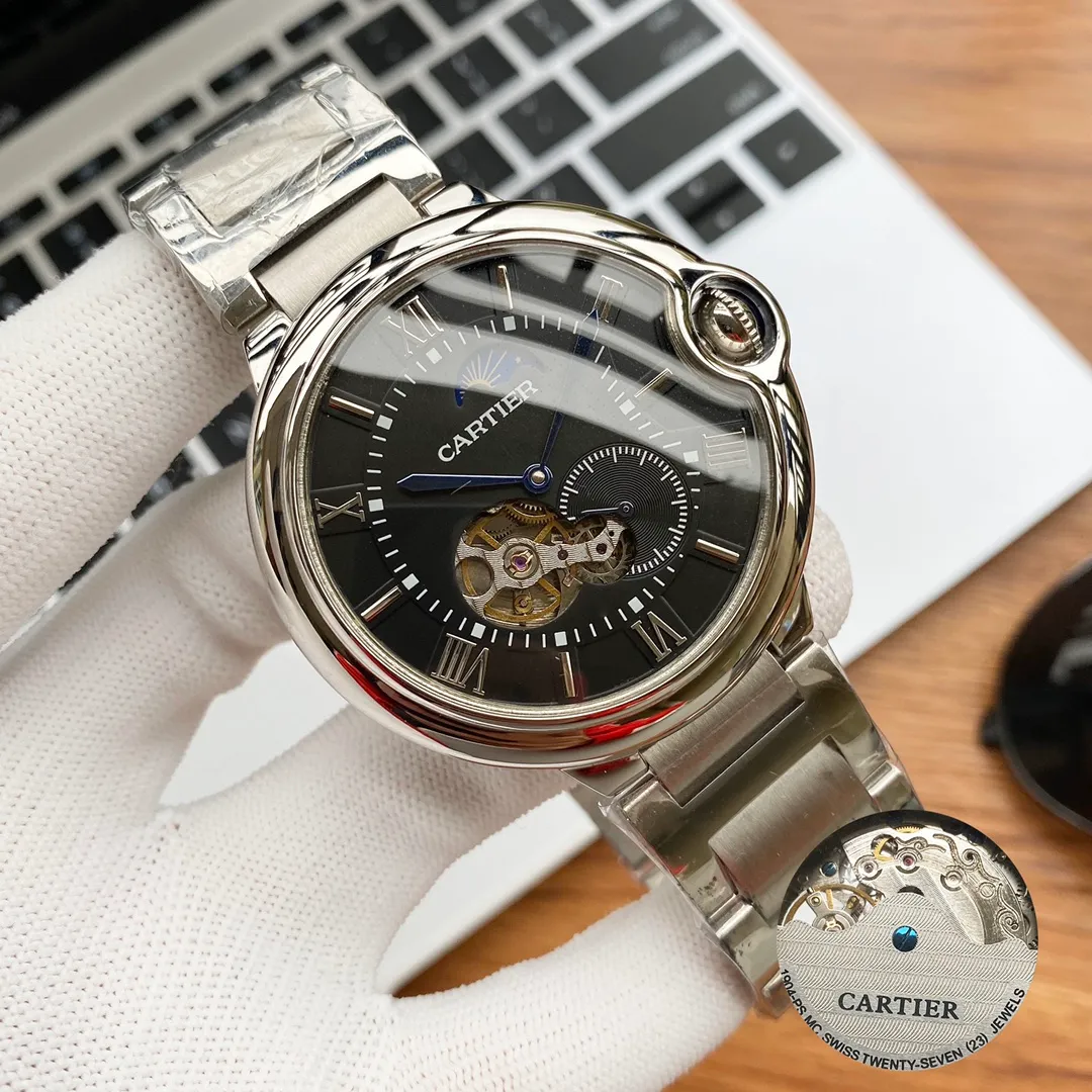 【Foreign trade import】💰1220! Cartier-CARTIER Type: Men's watch Case: 316 stainless steel (excellent workmanship) Strap: Imported calfskin/316 stainless steel (two options available) Movement: Advanced customized fully automatic mechanical movement (stable travel time) Material: Advanced reinforced coating mirror Size: diameter 44mm, thickness 13mm