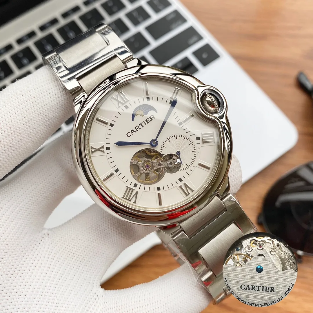 【Foreign trade import】💰1220! Cartier-CARTIER Type: Men's watch Case: 316 stainless steel (excellent workmanship) Strap: Imported calfskin/316 stainless steel (two options available) Movement: Advanced customized fully automatic mechanical movement (stable travel time) Material: Advanced reinforced coating mirror Size: diameter 44mm, thickness 13mm