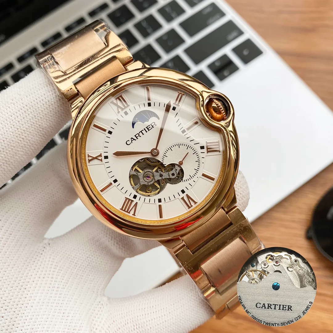 【Foreign trade import】💰1220! Cartier-CARTIER Type: Men's watch Case: 316 stainless steel (excellent workmanship) Strap: Imported calfskin/316 stainless steel (two options available) Movement: Advanced customized fully automatic mechanical movement (stable travel time) Material: Advanced reinforced coating mirror Size: diameter 44mm, thickness 13mm