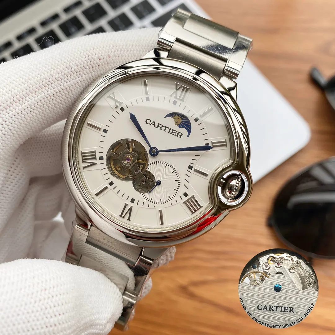 【Foreign trade import】💰1220! Cartier-CARTIER Type: Men's watch Case: 316 stainless steel (excellent workmanship) Strap: Imported calfskin/316 stainless steel (two options available) Movement: Advanced customized fully automatic mechanical movement (stable travel time) Material: Advanced reinforced coating mirror Size: diameter 44mm, thickness 13mm