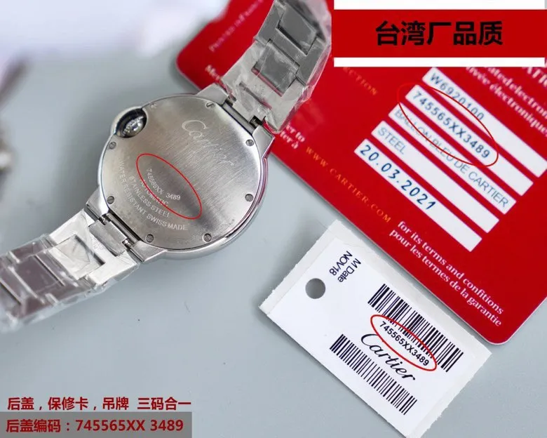 【Top replica】💰1920! Taiwan factory Blue Balloon V12 version, 33, 36 Japan machine, (look for the bottom cover code 745565xx3489), this series of watches is famous for its delicate style and elegant style in the Cartier watchmaking industry. Of course, this watch must have such characteristics. The color of the stainless steel case makes the watch as light as a balloon, and the blue crown seems to have disobediently deviated from the original planned trajectory, like a playful couple. The Roman numerals on the dial look retro and deep, decorated with guilloche patterns and sword-shaped hands. The entire watch gives people a delicate and considerate feel. Isn’t this what couples need? Built-in: Japan's Citizen fully automatic machine, also with Swiss quartz, water drop (fish eye bubble) sapphire glass mirror, highly waterproof, burnt steel blue pointer color, curvature shape of the crown