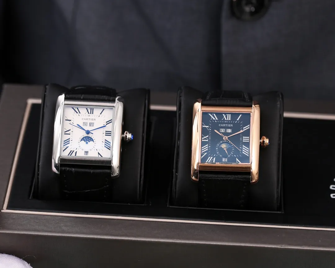 【Foreign Trade Import】💰1520! 2021 hot tank series, classic style, Chinese size! Brand: Cartier🎈Hot-selling model🎈🔥Unique and charming perpetual calendar🏆🏆 Type: Fine men's watch (exquisite workmanship) Strap: Genuine cowhide strap (very comfortable) Movement: Multi-functional fully automatic mechanical movement of the old Shanghai factory🔥🔥 (very stable) Quality assurance🎈🎈very stable🎈🎈Swiss flower washing process🎈🎈 Mirror surface: mineral-strengthened glass Highly transparent Really moving Classic and timeless Excellent quality High cost performance🔥🔥 Size: 41m in diameter and 12mm thick Hot on the market! Welcome to reprint!