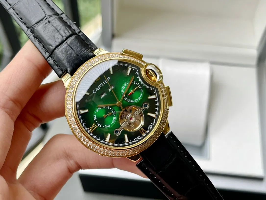 【High-end replica】💰1840! Cartier-Cartier ‼ ️🌹🌹🌹Exquisite men's watch, new multi-functional design, noble atmosphere, gentleman style, excellent quality, hot selling all over the city. Adopting fully automatic mechanical movement, top-grade 316 stainless steel case, imported calfskin strap, mineral super mirror, diameter 46mm🔥Top quality products are constantly produced🔥