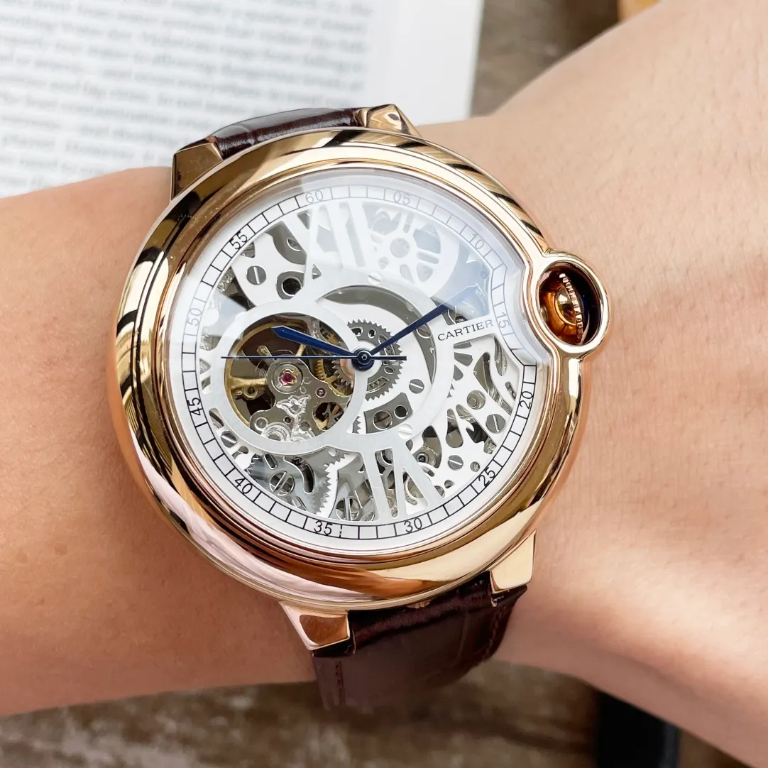 【High-end replica】💰1500! Cartier - CARTIER blue balloon hollow watch series, fully automatic men's mechanical bowl watch (the hollow movement design is more handsome) 316 stainless steel case sword-shaped hands, super mineral glass mirror, belt steel strap selection, imported Italian cowhide, table diameter 44/12mm, upgraded version 100 meters deep waterproof