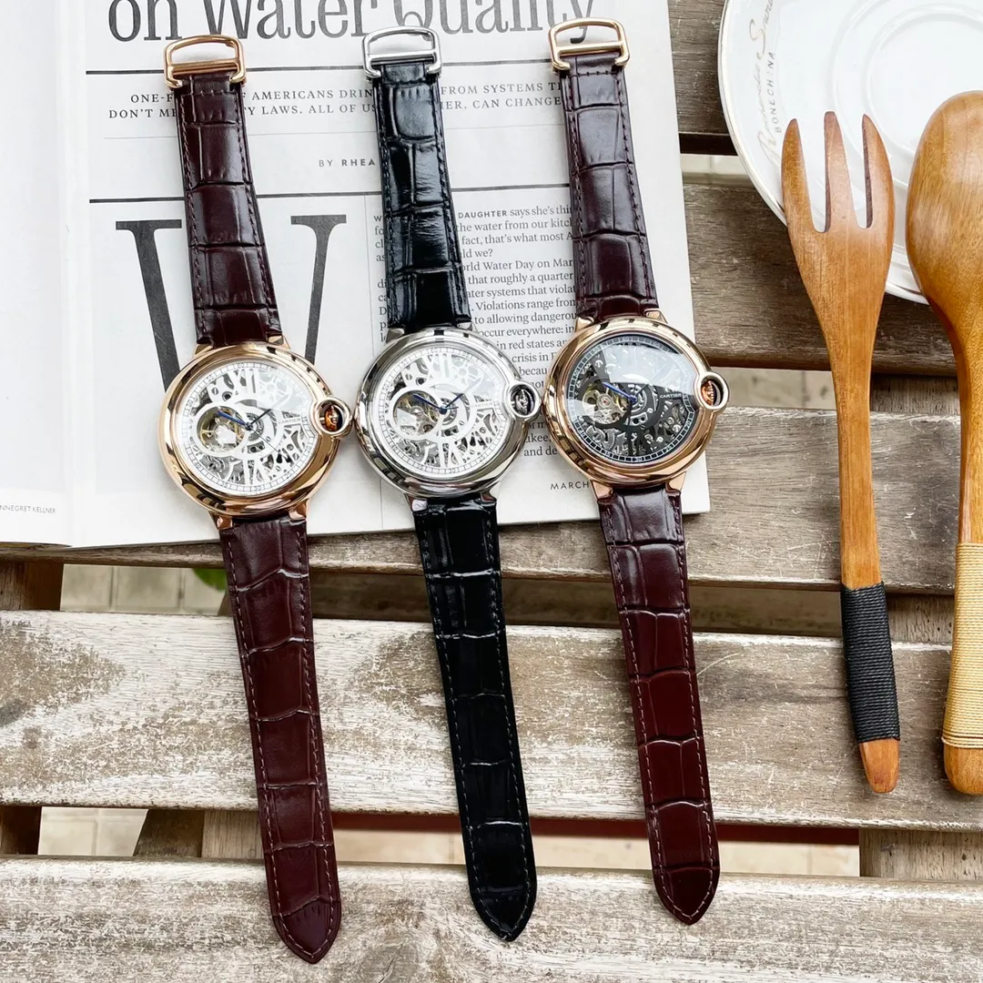 【High-end replica】💰1500! Cartier - CARTIER blue balloon hollow watch series, fully automatic men's mechanical bowl watch (the hollow movement design is more handsome) 316 stainless steel case sword-shaped hands, super mineral glass mirror, belt steel strap selection, imported Italian cowhide, table diameter 44/12mm, upgraded version 100 meters deep waterproof