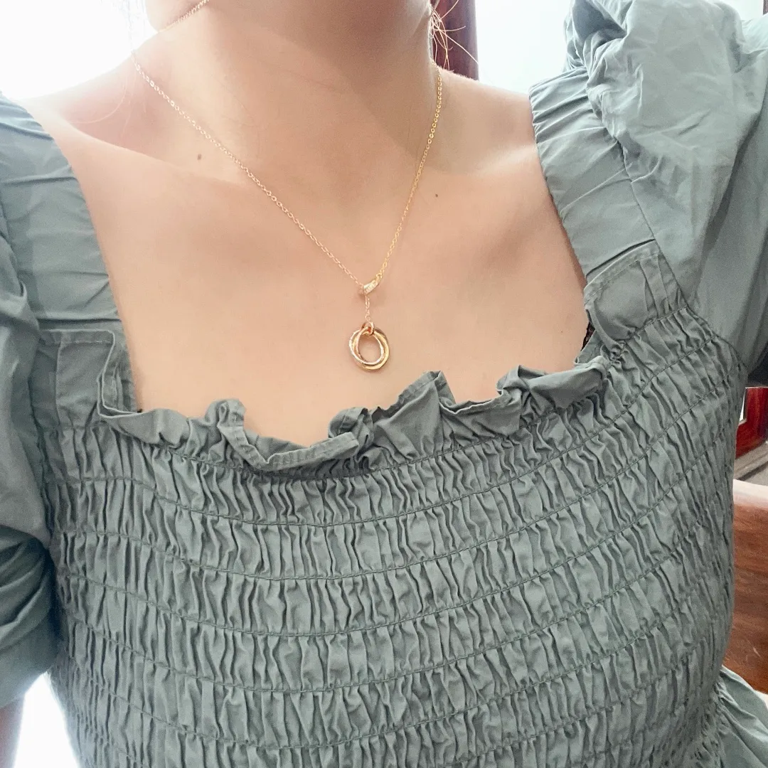 【Purchasing quality】💰360! Cartier Cartier's new 21-year Trinity series three-color double-ring tassel necklace, classic and durable, versatile, selected from Germany imported V gold material, electroplated with ultra-thick gold, consistent with the original, rose gold, super versatile, whitening necklace