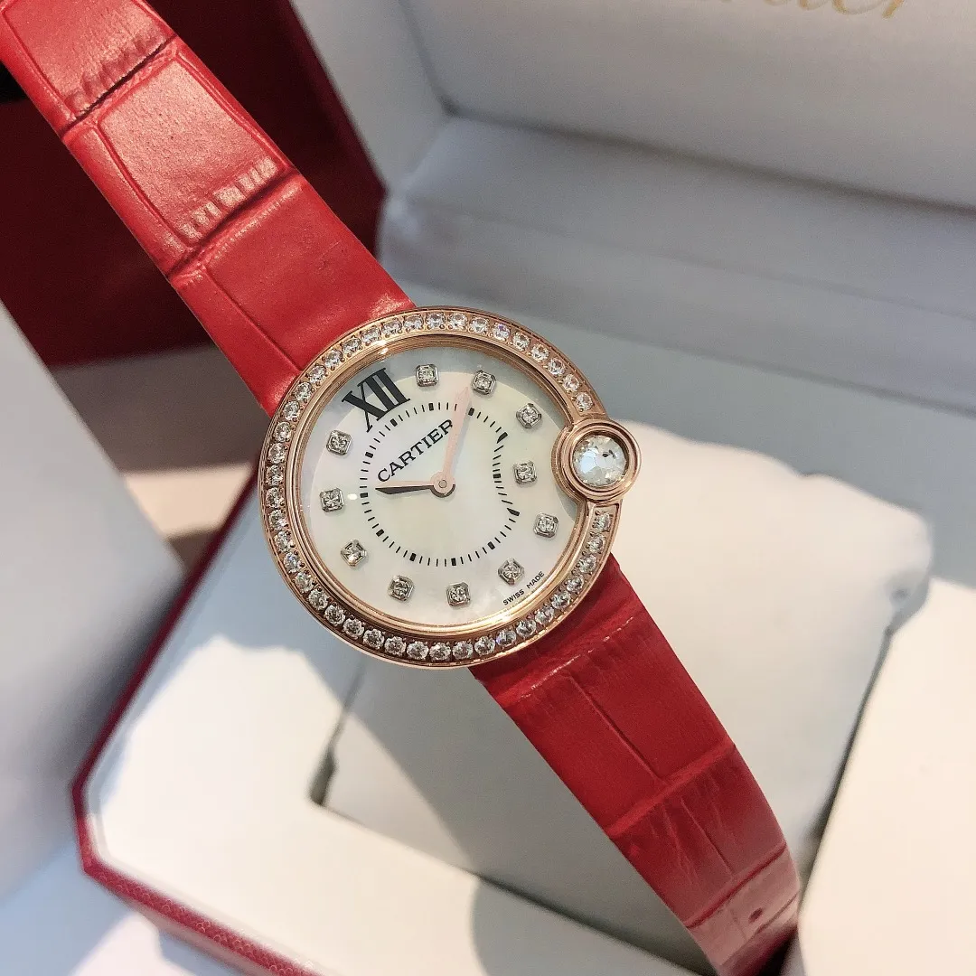 【Foreign Trade Import】💰1120 each! Cartier’s latest diamond studded surface series is even more noble! Size 30mm! Counter genuine synchronized version - 2019 new and most beautiful confession balloon, imported movement, fish-eye crystal glass dial, brilliant-cut rhombus diamond inlaid at 4 o'clock, 316L stainless steel case