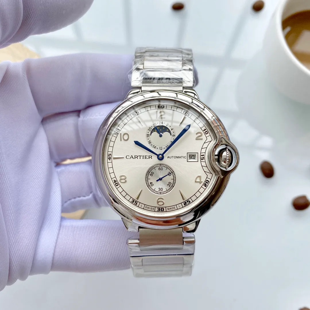 【Foreign Trade Import】💰1720! Cartier (extremely noble and wise work) [Special design] 🔥Type: Exquisite men's watch (more excellent) 🔥Strap: genuine cowhide/316L stainless steel strap (more durable) 🔥Movement: super top mechanical movement (more stable) perpetual motion 🔥Material: mineral super mirror (more wear-resistant) Smart style, strong sense of thickness, special design, return with honor Size: 43mm in diameter, 12mm thick, smart launch! Welcome to reprint!