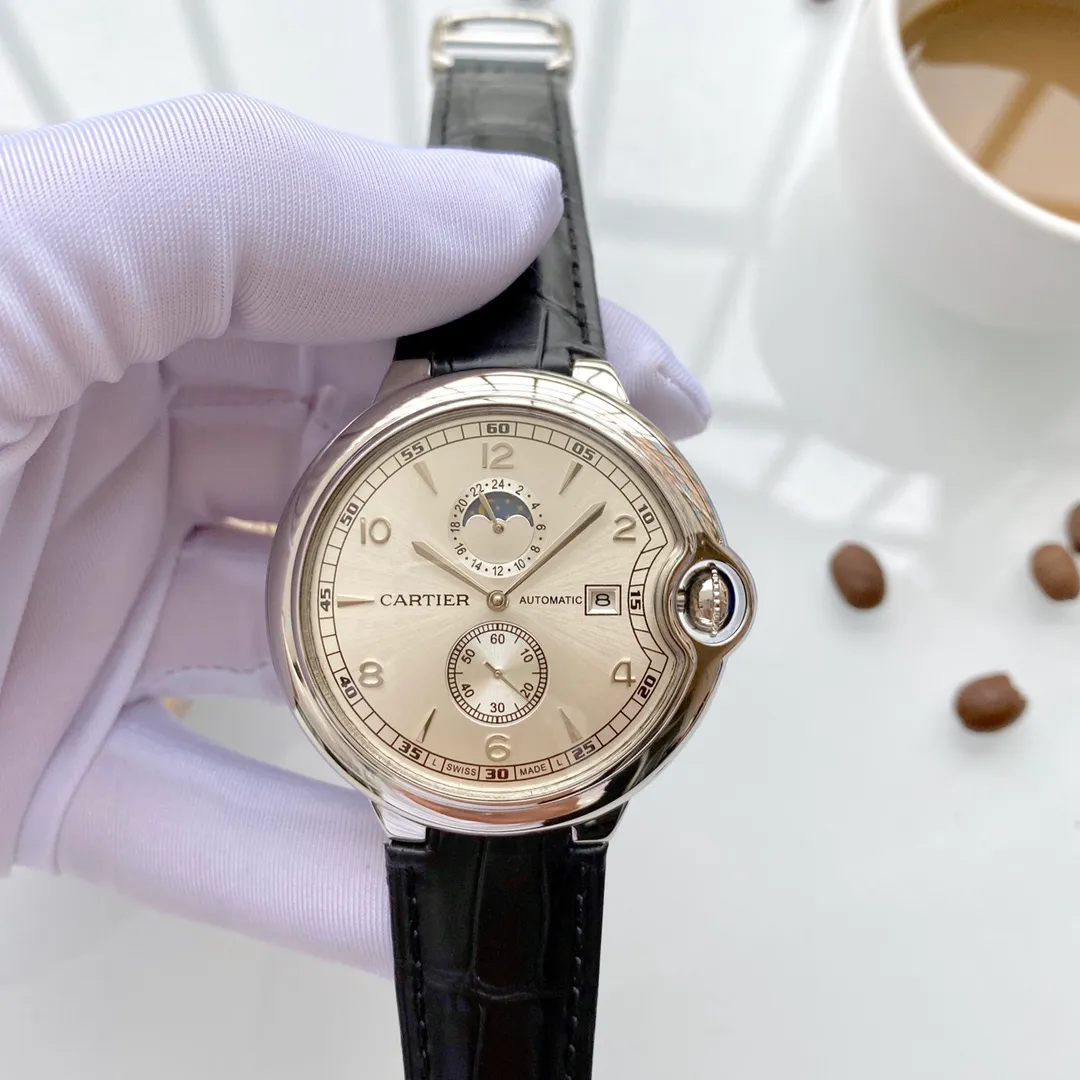 【Foreign Trade Import】💰1720! Cartier (extremely noble and wise work) [Special design] 🔥Type: Exquisite men's watch (more excellent) 🔥Strap: genuine cowhide/316L stainless steel strap (more durable) 🔥Movement: super top mechanical movement (more stable) perpetual motion 🔥Material: mineral super mirror (more wear-resistant) Smart style, strong sense of thickness, special design, return with honor Size: 43mm in diameter, 12mm thick, smart launch! Welcome to reprint!
