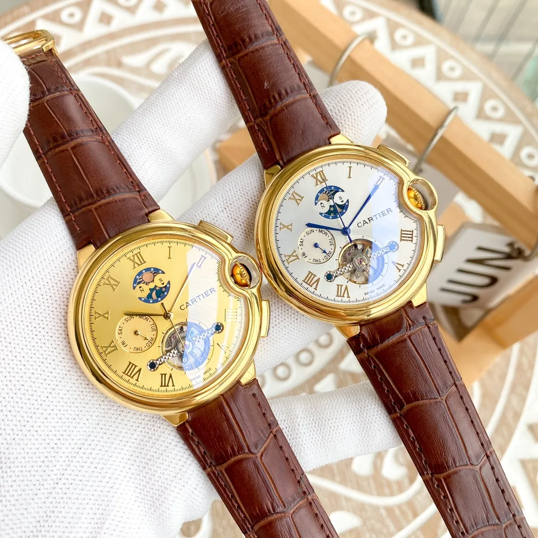 【Foreign trade import】💰1560! Cartier-Cartier ‼ ️Exquisite men's watches, noble and gentlemanly, excellent quality, hot selling all over the city. Using fully automatic mechanical movement, top-grade 316 stainless steel case, imported calfskin strap, mineral super mirror, size 46*13🔥Top quality products are constantly produced🔥