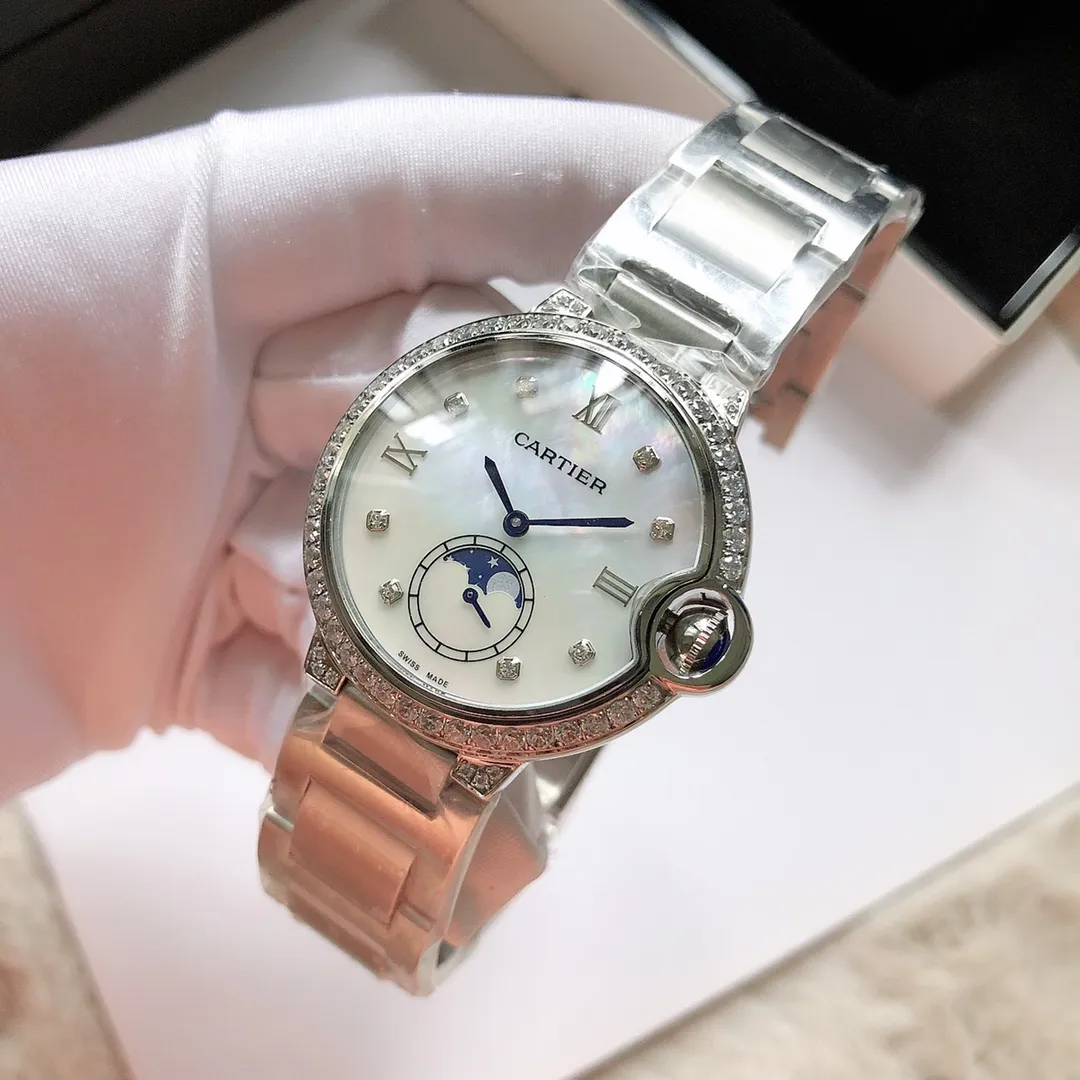 【Foreign trade import】💰1160! Cartier women's blue balloon luxury full diamond series, quartz watches shipped in the same color [color], large frame display of sun, moon and stars, starry sky running, time flowing, special process cutting square diamonds, inlaid ring mouth, personality, perfect, equipped with Swiss original imported quartz movement, accurate travel time, imported original full diamond inlaid stones, Cartier original snap buckle, diameter 36mm, thickness 8mm