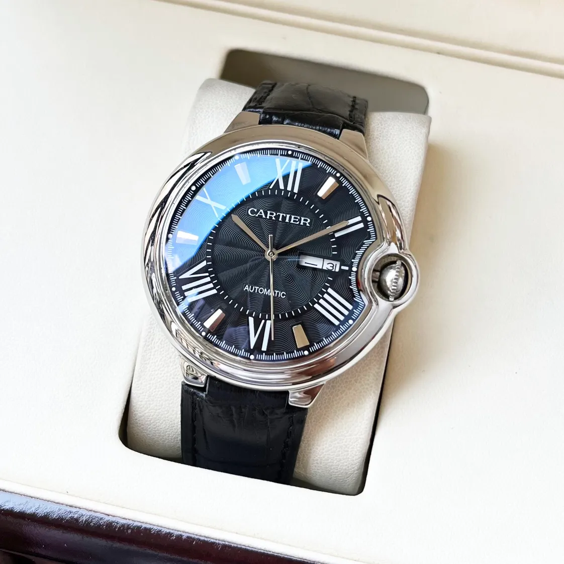 【High-end replica】💰1440! Cartier Men's Watch Fully Automatic Mechanical Movement Mineral Strengthened Glass 316L Stainless Steel Case Leather Strap New Style Business Casual Size: Diameter 44mm Thickness 12mm