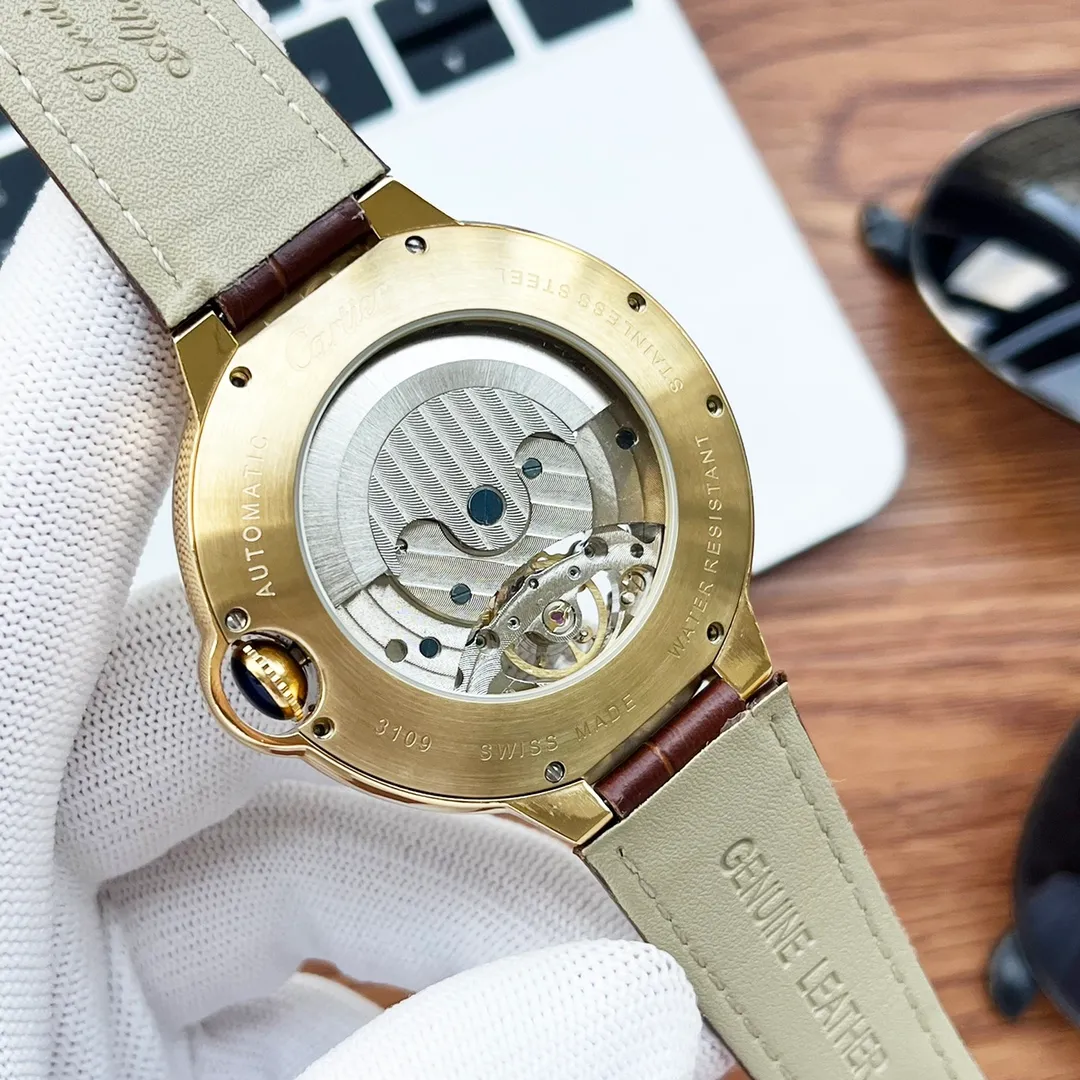 【Customized all-in-one machine】💰1920! Cartier-CARTIER Type: Men's watch Case: 316 stainless steel (excellent workmanship) Strap: Imported calfskin/316 stainless steel (two options available) Movement: Advanced customized fully automatic mechanical movement (stable travel time) Material: sapphire mirror Size: diameter 45mm, thickness 13mm