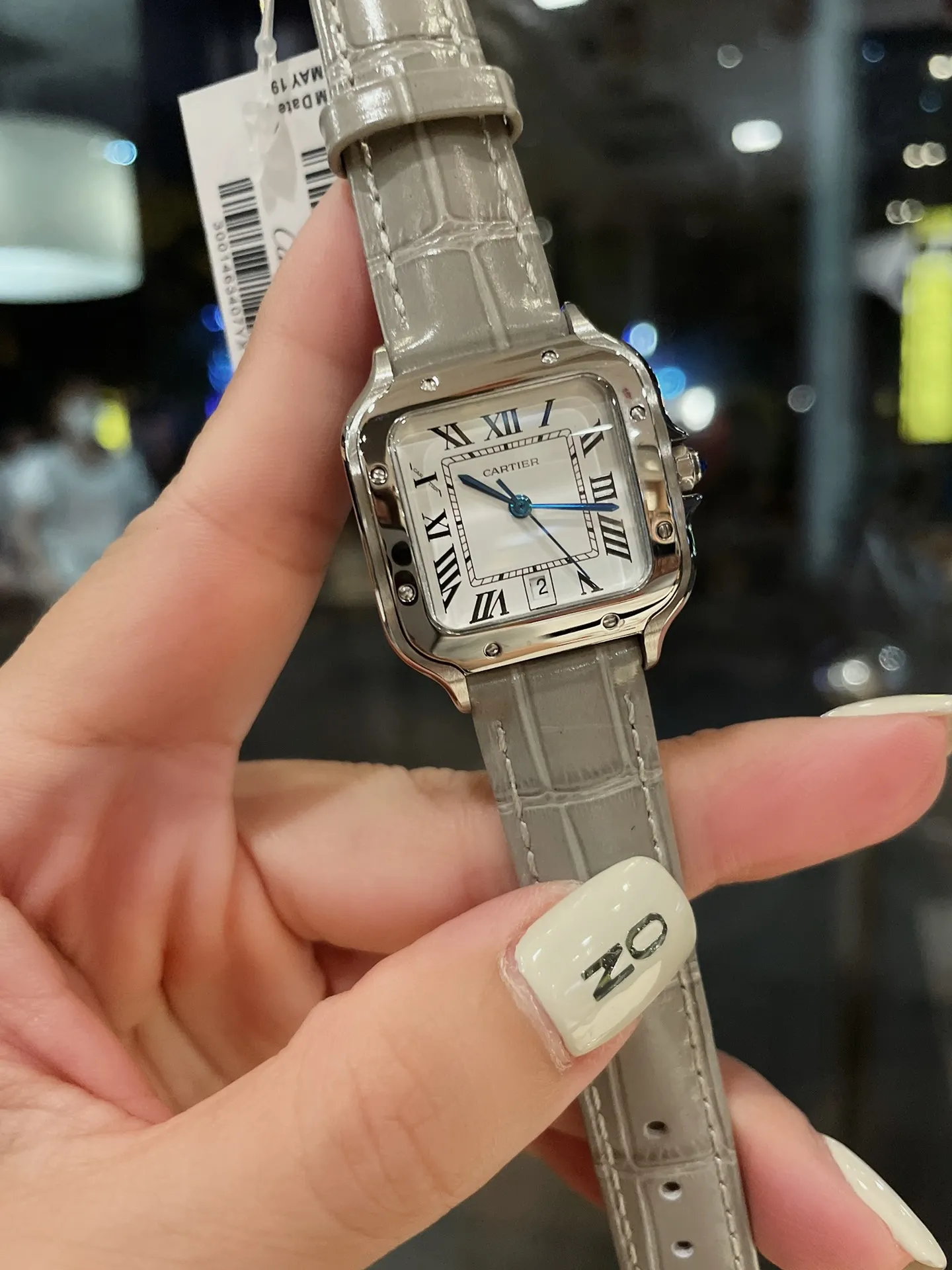 【Foreign trade import】💰960! Cartier Santos case, stainless steel dial, steel blue classic Roman numeral hands, imported movement, spinel sapphire crown, imported calfskin, size: 28mm