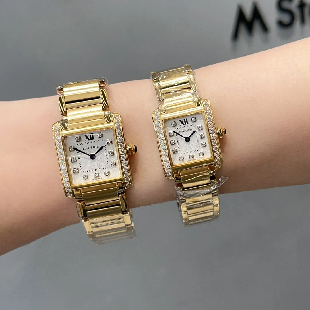 【High-end replica】💰1160! Cartier French Tank Series TankFrancaise, Swiss quartz movement, 316L stainless steel case bracelet, tempered crystal mirror, gemstone bead crown, medium size: width 27mm, length 32mm, small size: width 21.2mm, length 25.7mm