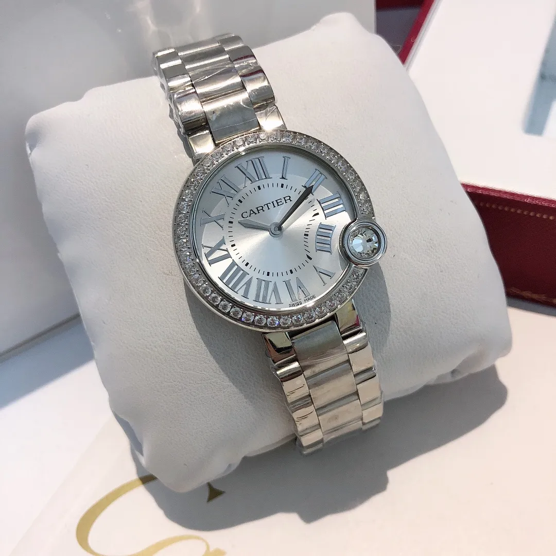 【Foreign trade import】💰1000! Cartier’s latest diamond studded surface series is even more noble! Size 30mm! Counter genuine synchronized version - 2019 new and most beautiful confession balloon, imported movement, fish-eye crystal glass dial, brilliant-cut rhombus diamond inlaid at 4 o'clock, 316L stainless steel case "MX real shot"