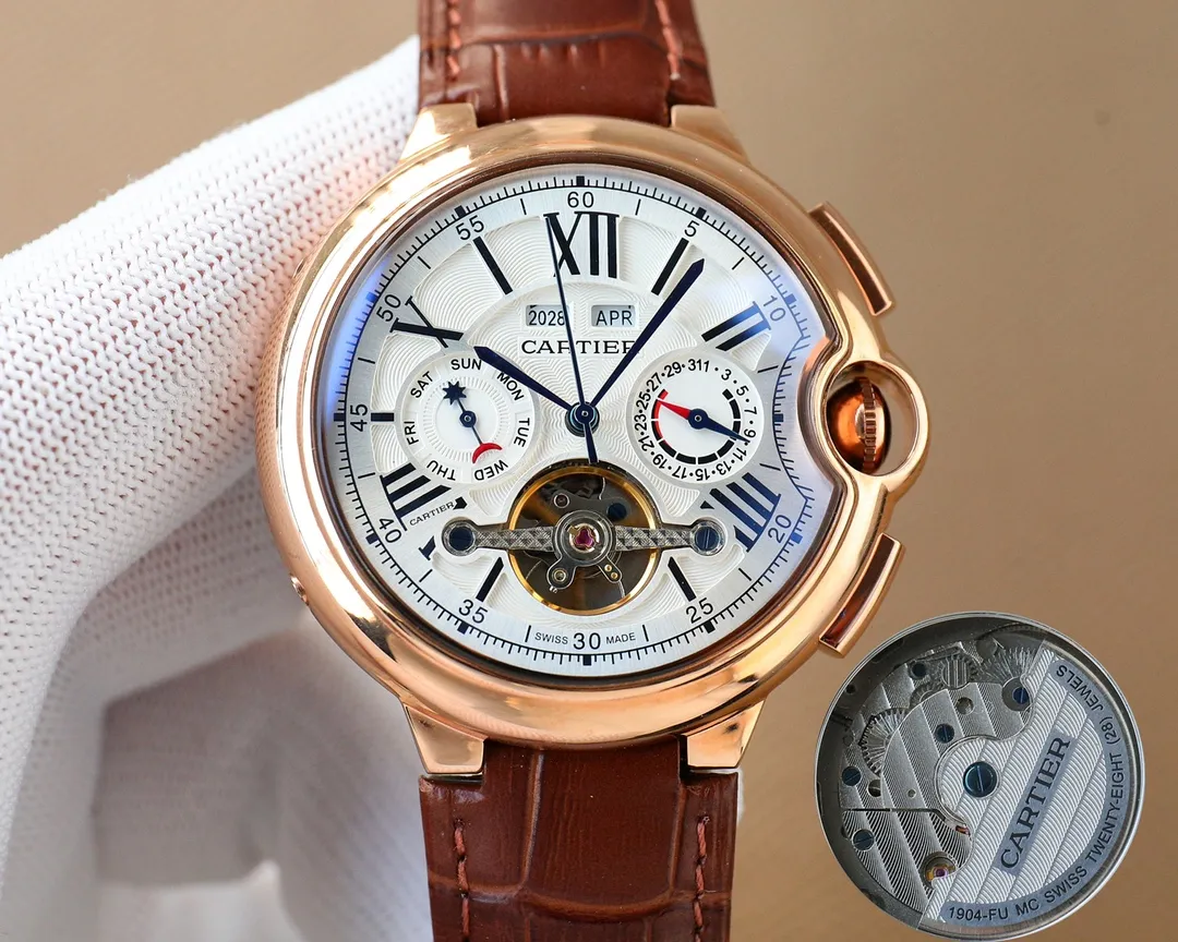 【High-end replica】💰1840! Cartier-Cartier ‼ ️🌹🌹🌹Exquisite men's watch, new multi-functional design, noble atmosphere, gentleman style, excellent quality, hot selling all over the city. Adopting fully automatic mechanical movement, top-grade 316 stainless steel case, imported calfskin strap, mineral super mirror, diameter 46mm🔥Top quality products are constantly produced🔥
