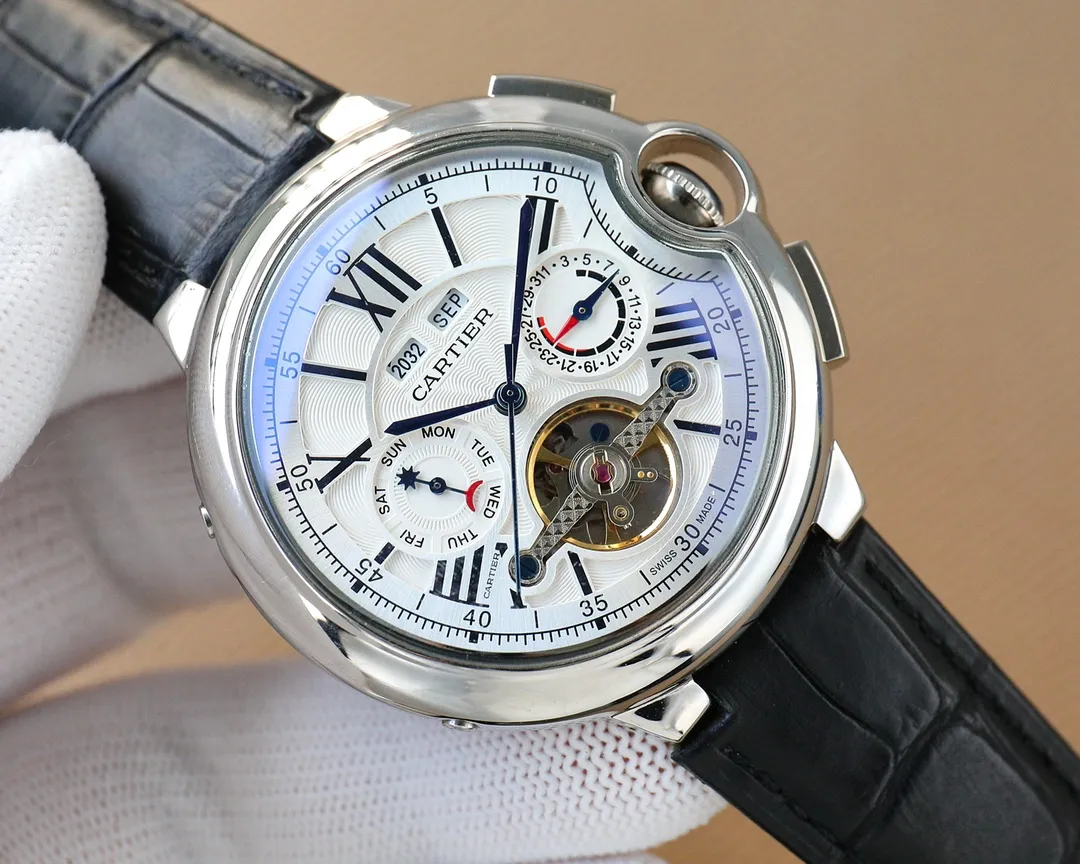 【High-end replica】💰1840! Cartier-Cartier ‼ ️🌹🌹🌹Exquisite men's watch, new multi-functional design, noble atmosphere, gentleman style, excellent quality, hot selling all over the city. Adopting fully automatic mechanical movement, top-grade 316 stainless steel case, imported calfskin strap, mineral super mirror, diameter 46mm🔥Top quality products are constantly produced🔥