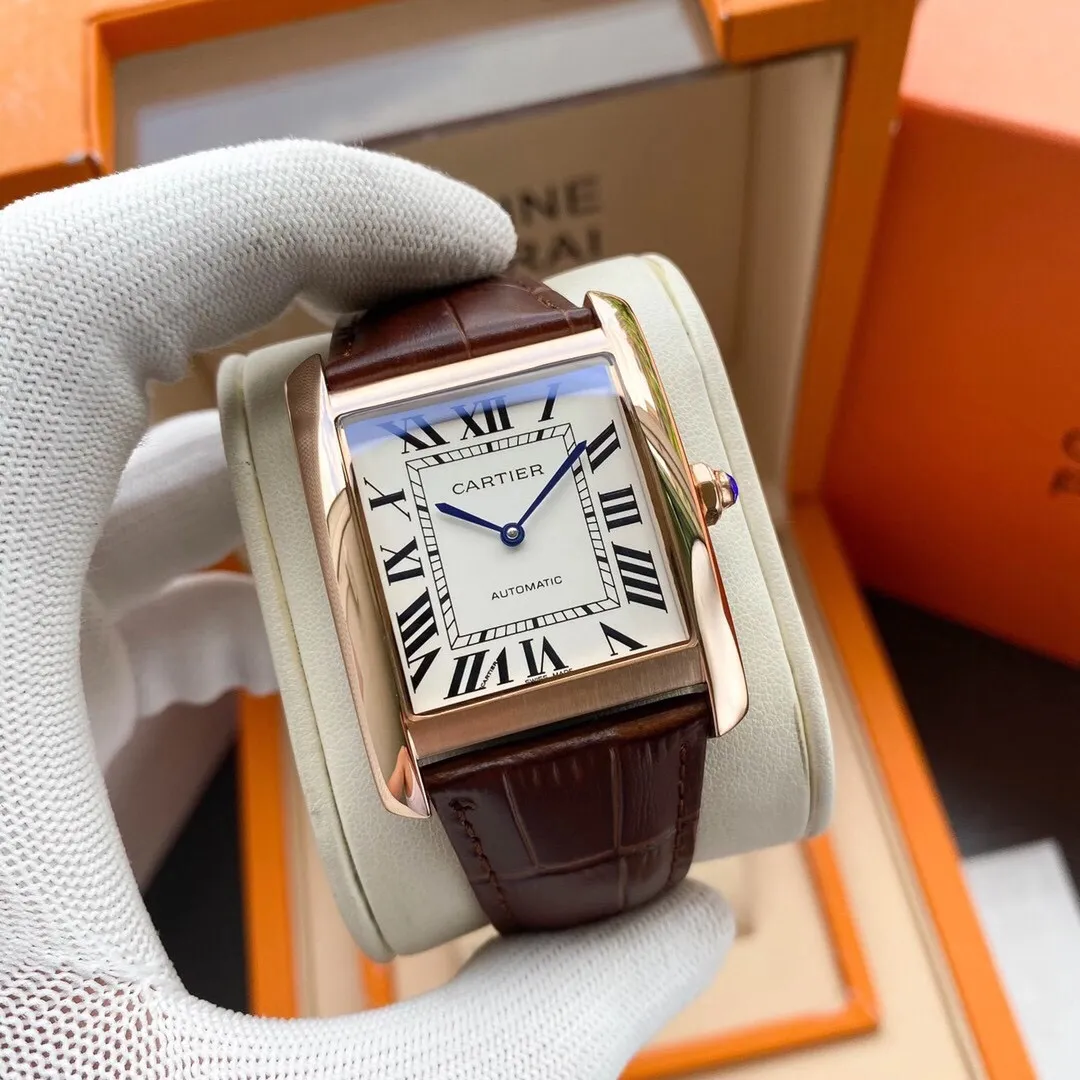 【Foreign trade import】💰1200! CARTIER TANK MC watch: Mechanically simple and elegant watch, stainless steel case, stainless steel multi-faceted crown, decorated with a multi-faceted synthetic spinel, simple and elegant square dial, sword-shaped hands, see-through checkered mechanical movement, elegant streamlined shell, retro luxury, adding a sparkling artistic sense to the watch! 🔥Top quality products with constant quality🔥