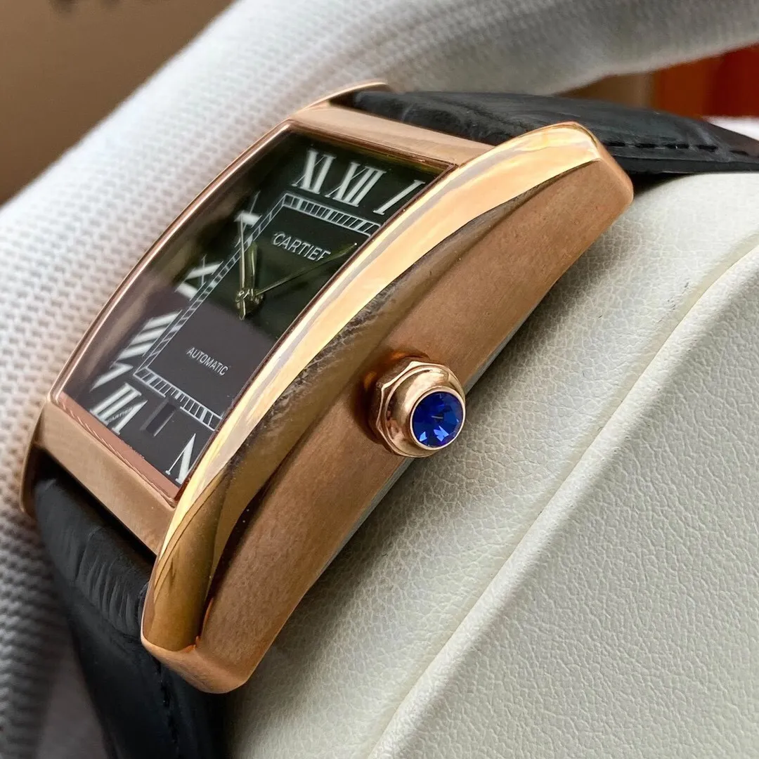 【Foreign trade import】💰1200! CARTIER TANK MC watch: Mechanically simple and elegant watch, stainless steel case, stainless steel multi-faceted crown, decorated with a multi-faceted synthetic spinel, simple and elegant square dial, sword-shaped hands, see-through checkered mechanical movement, elegant streamlined shell, retro luxury, adding a sparkling artistic sense to the watch! 🔥Top quality products with constant quality🔥