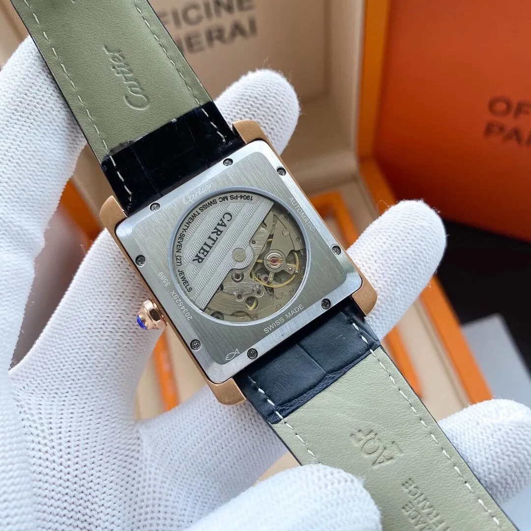【Foreign trade import】💰1200! CARTIER TANK MC watch: Mechanically simple and elegant watch, stainless steel case, stainless steel multi-faceted crown, decorated with a multi-faceted synthetic spinel, simple and elegant square dial, sword-shaped hands, see-through checkered mechanical movement, elegant streamlined shell, retro luxury, adding a sparkling artistic sense to the watch! 🔥Top quality products with constant quality🔥