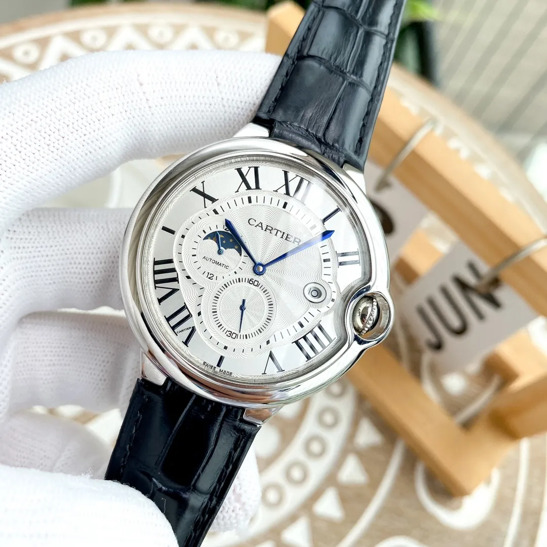 【Foreign trade import】💰1500! Cartier-Cartier ‼ ️Exquisite men's watch, noble and elegant, four-hand separated design, gentlemanly style, excellent quality, hot selling all over the city. Using fully automatic mechanical movement, top-grade 316 stainless steel case, imported calfskin strap, mineral super mirror, size 46*13🔥Top quality products are constantly produced🔥