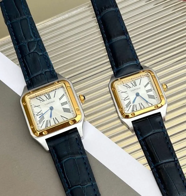 [High-end replica] 💰1040 each! Cartier Santos Couple 👫 Exclusively recommended Cartier, Santos, new ultra-thin dial, screw bottom cover, original buckle ~ Size: small size 38*27.5, large size 43.5*31.4~~