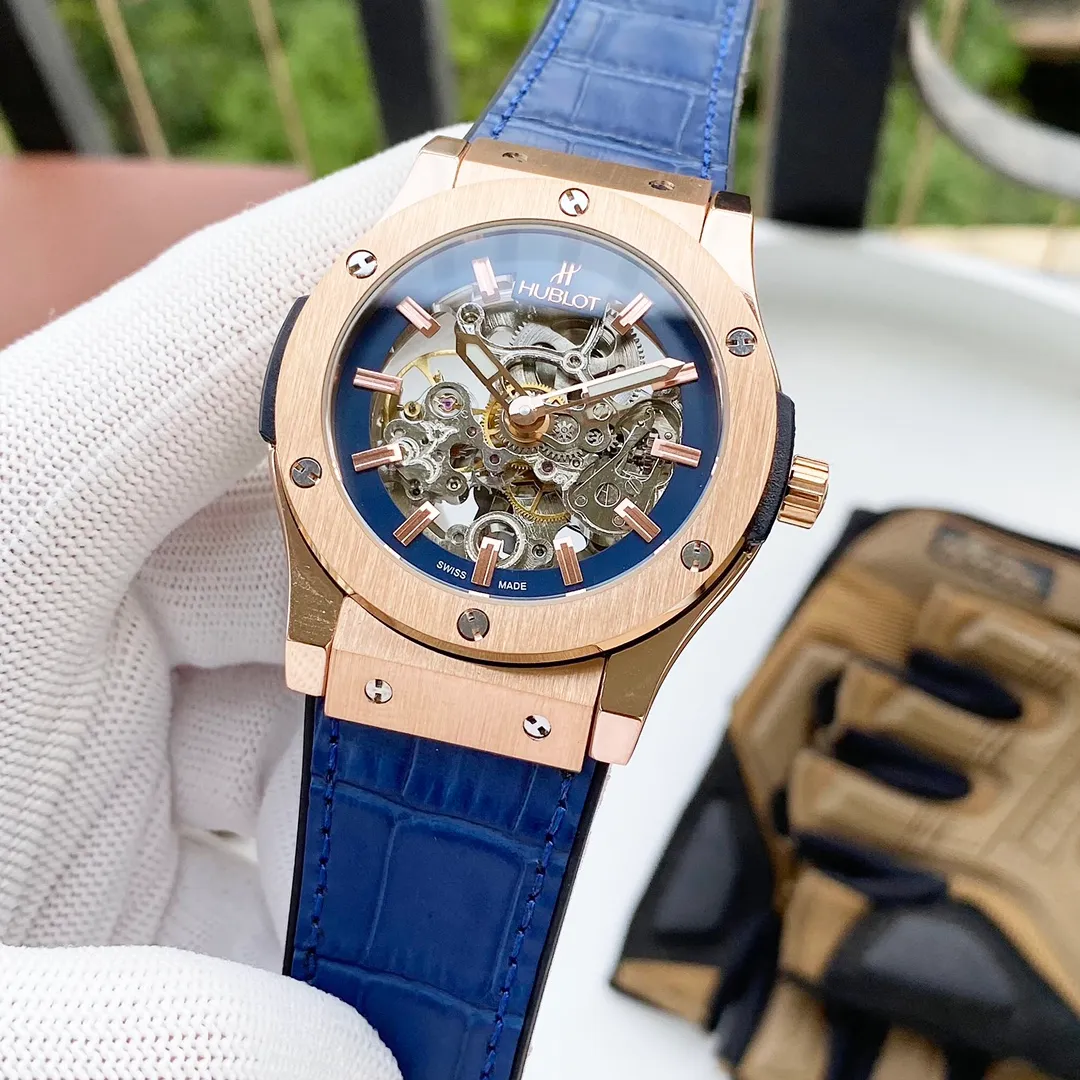 【Foreign Trade Import】💰1440! Hublot's premium men's watch has a two-needle hollow design, exquisite craftsmanship, originality, noble atmosphere, and gentlemanly style. Using fully automatic mechanical movement, top-grade 316 stainless steel case and strap, mineral super mirror, size 42*13