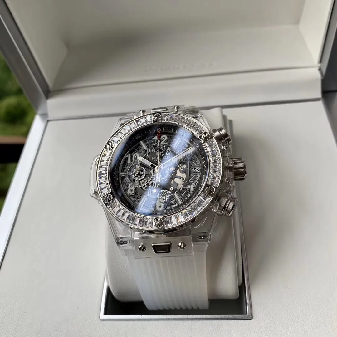 【Foreign trade import】💰1360! Hublot-Hublot ‼ ️Big Bang Unico magic transparent watch, equipped with running seconds quartz movement, fully transparent men's watch, original Xin organic glass transparent case, fashionable men's trendy items, please look for exclusive quality! ! 🔥Top quality products are constantly produced🔥