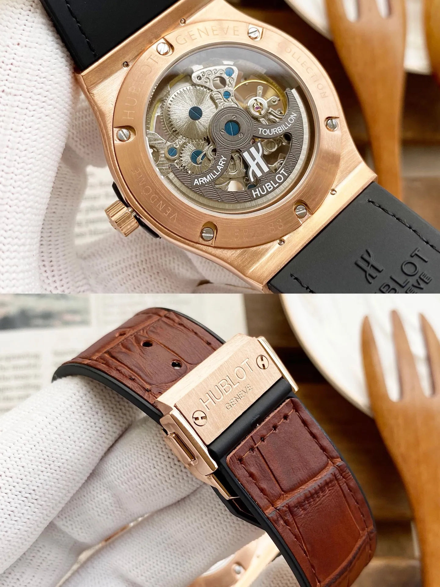 【Foreign Trade Import】💰1440! Hublot's premium men's watch has a simple two-hand hollow design, exquisite craftsmanship, originality, noble atmosphere, and gentlemanly style. Using fully automatic mechanical movement, top-grade 316 stainless steel case and strap, mineral super mirror, size 45*13