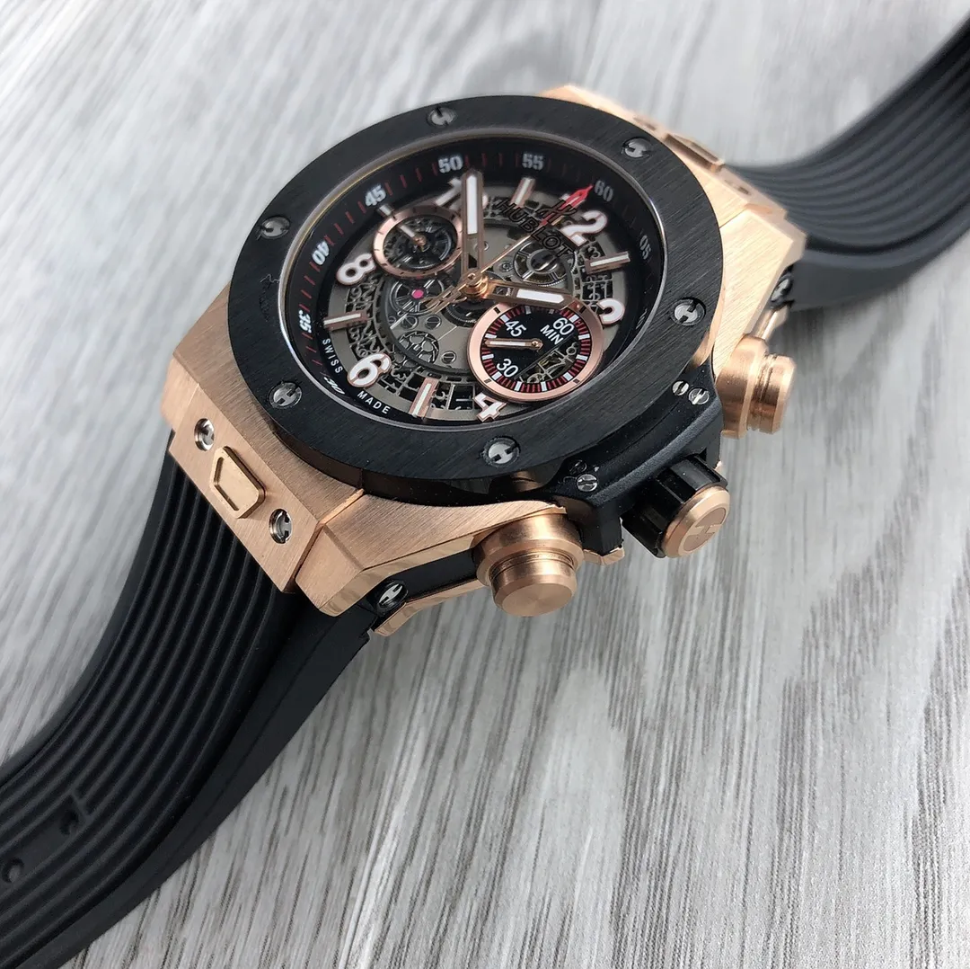 Hublot HUBLOT - A42 Brave and fearless, punching and punching, referred to as "HUB" and "Hengbao", BigBang big bang element material chronograph v2 version ❶The case is made of imported 316 fine steel material, the design is explosive ❷It is equipped with 7750 modified "HUB1242" automatic movement, timing start and one-button flyback, perfectly restoring the original function, automatic swing after secondary weight gain Achieve more stable travel time and ultra-low repair rate Game ❸The watch strap is made of natural oak rubber strap, super waterproof, soft and comfortable ❹The watch mirror is made of natural sapphire glass, wear-resistant and scratch-resistant, transparent and zero defects. As a young brand, Hublot reaffirms youthful vitality with high-end manufacturing with its flamboyant personality and unique design. We will feel the freedom of youth with everyone! ! !