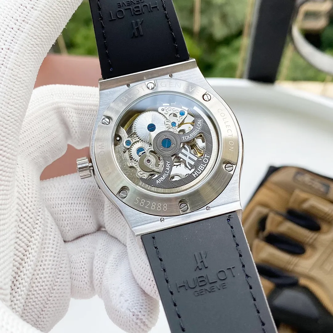 【Foreign Trade Import】💰1440! Hublot's premium men's watch has a two-needle hollow design, exquisite craftsmanship, originality, noble atmosphere, and gentlemanly style. Using fully automatic mechanical movement, top-grade 316 stainless steel case and strap, mineral super mirror, size 42*13