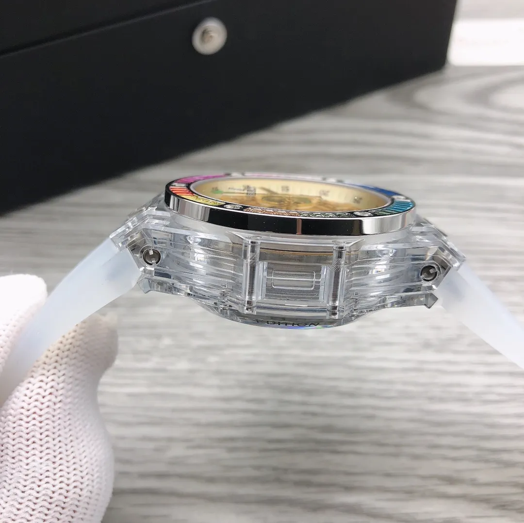 【Top Replica】💰Private chat! Hublot HUBLOT Hublot A42 watch is the best replica of the year - Hublot BIG BANG series 411.JX.4802.RT "fully transparent watch" [Excellent details] 1. Restore the hollow layout of the dragons and phoenixes behind the authentic dial, 2. Use the same acrylic plexiglass as the original for ultimate cloning - completing the impossible task. This material not only has high hardness, but also has excellent physical properties such as corrosion resistance and wear resistance. High-definition scratch-resistant sapphire 💎 glass [Movement function] The diameter of the watch is 45mm. The enhanced version of the chronograph 7750 movement is used to modify the original HUB.1242 core to achieve all functions consistent with formal wear. [Strive for excellence] Go all out, check every level, and try our best to restore every detail of the authentic product while ensuring a perfect "perspective sense". [Gift] Comes with a pair of natural rubber straps of the same style and different colors (can replace the original), the first "fully transparent masterpiece" in the replica industry