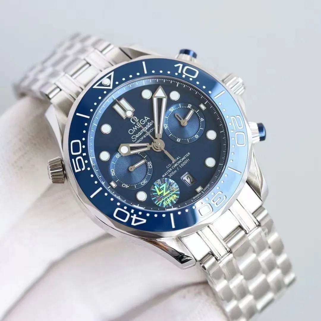 【High-end replica】💰1440! Top replica 💰Private chat! OMEGA's new Seamaster 210.22.44.51.01.001 Seamaster 300m chronograph men's watch. The highest version of the chronograph watch currently on the market. 1: The case is sanded, fine, white and bright, and the beveled edges are polished and chamfered with genuine precision. 2: Equipped with a replica Omega 9900 chronograph movement, 904 fine steel case 44 mm. , Tianjin natural rubber strap, 3: Paired with a ceramic bezel decorated with white enamel diving scales, making exploration unique 4: The mirror is made of imported sapphire, which has high hardness, scratch resistance, and is extremely transparent 5: The dial is made of blue (black) ceramics and is decorated with laser-engraved wave patterns. It matches the hollow hands and white enamel diving scales to interpret the charm of the ocean. Please look for the exclusive quality.