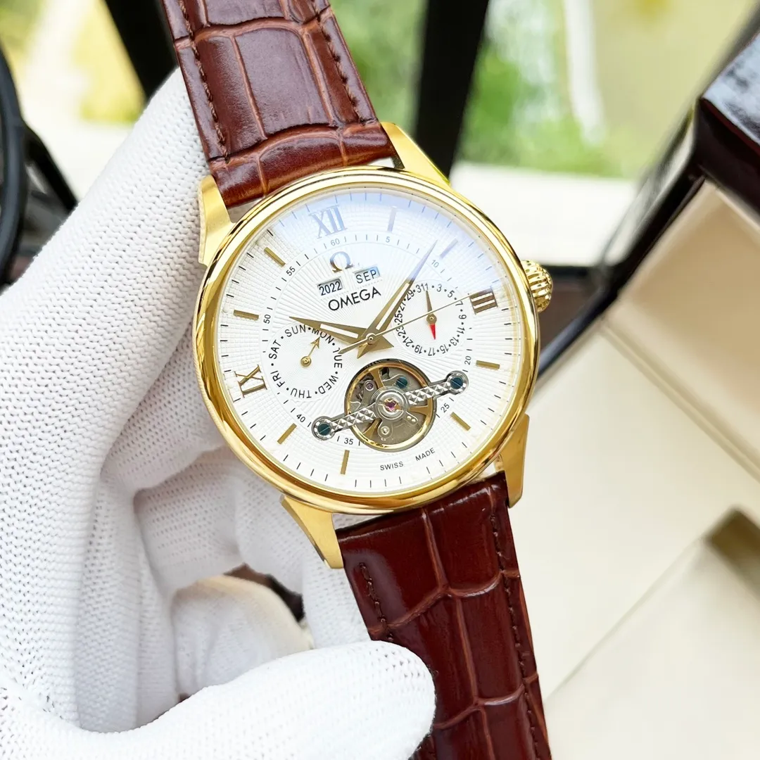 【Customized all-in-one machine】💰1720! Omega-Omega men's watch, fully automatic imported 9015 all-in-one mechanical movement, sapphire mirror, 316L stainless steel case, calfskin leather strap, fashionable style, business essentials, size: diameter 42mm, thickness 12mm