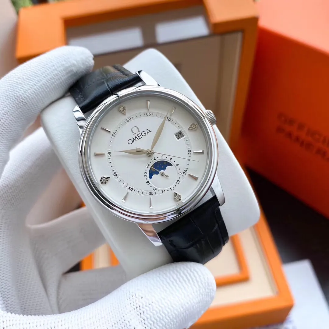 【Foreign trade import】💰1220! OMEGA-OMEGA ‼ ️Exquisite men's watch🌹🌹🌹Classic three-hand watch with moon phase design, noble atmosphere, gentlemanly style, excellent quality, hot selling all over the city. Adopting fully automatic mechanical movement, top-grade 316 stainless steel case, imported calfskin strap, mineral super mirror, size 40*13🔥The top products are constantly produced🔥