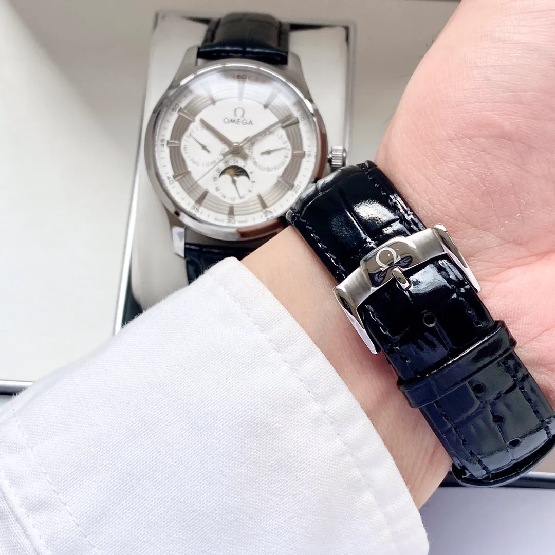 【High-end replica】💰1520! Omega-Omega men's watch equipped with imported fully automatic Citizen 8215 mechanical movement, wear-resistant and scratch-resistant sapphire mirror, 316L stainless steel case, genuine calfskin strap, fashionable design, business casual, size: diameter 40mm, thickness 12mm