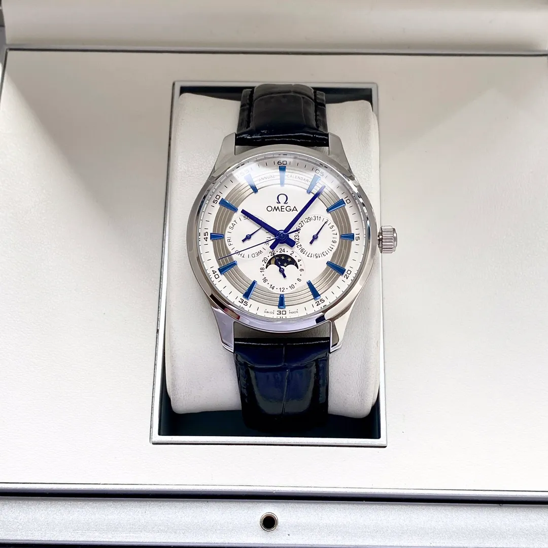 【High-end replica】💰1520! Omega-Omega men's watch equipped with imported fully automatic Citizen 8215 mechanical movement, wear-resistant and scratch-resistant sapphire mirror, 316L stainless steel case, genuine calfskin strap, fashionable design, business casual, size: diameter 40mm, thickness 12mm