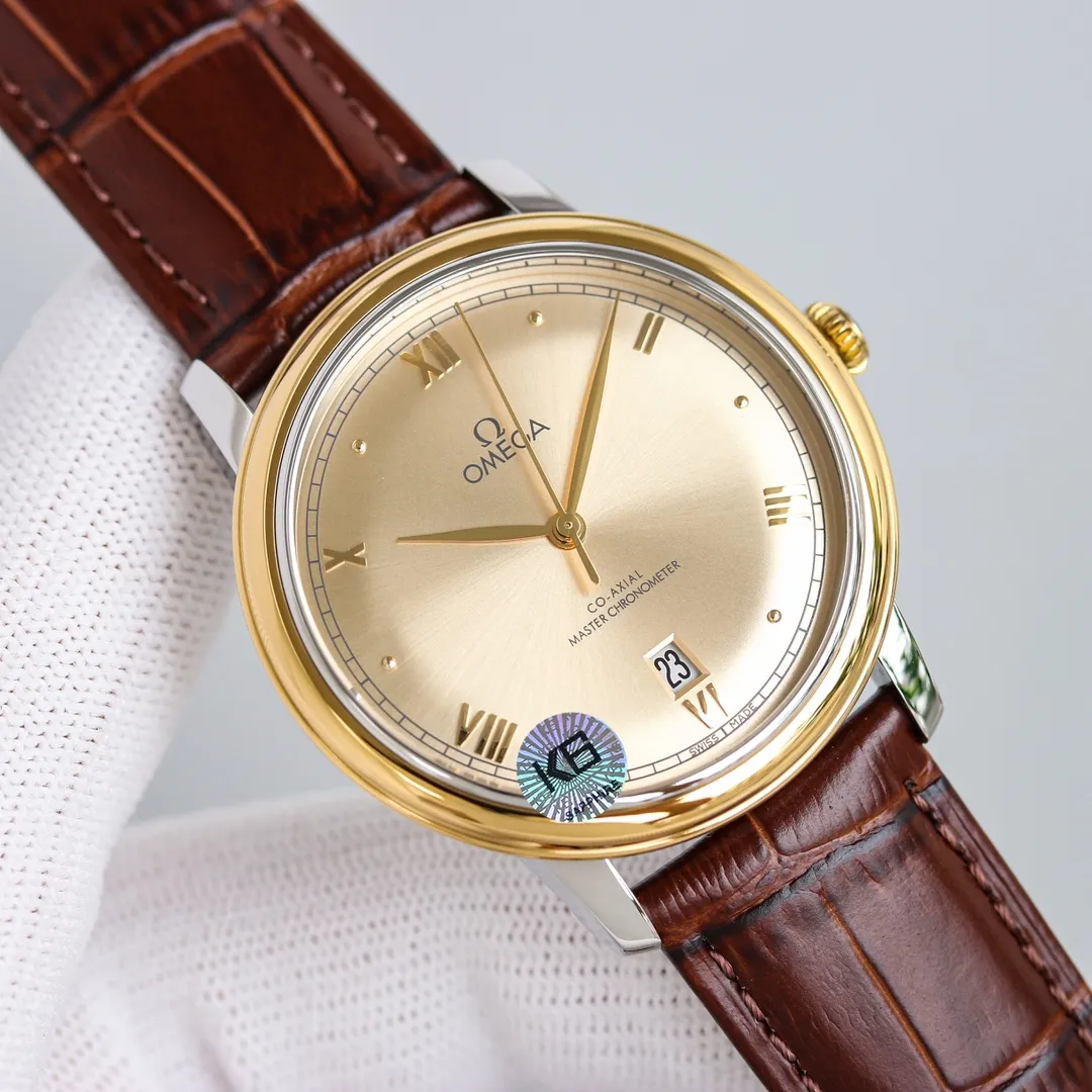【Top replica】💰3500! The fourth generation of the new Omega De Ville Elegant series, classic business men's model, size 40x10mm, 8800 black balance wheel automatic mechanical movement, 316 stainless steel case, sapphire mirror, arched dial, dial decorated with "orbital" minute chart, gray hands with PVD treatment, Roman numerals and cambered hour markers alternate, Italian cowhide strap and 316 stainless steel strap optional, original pin buckle and double snap buckle, waterproof to 50 meters!
