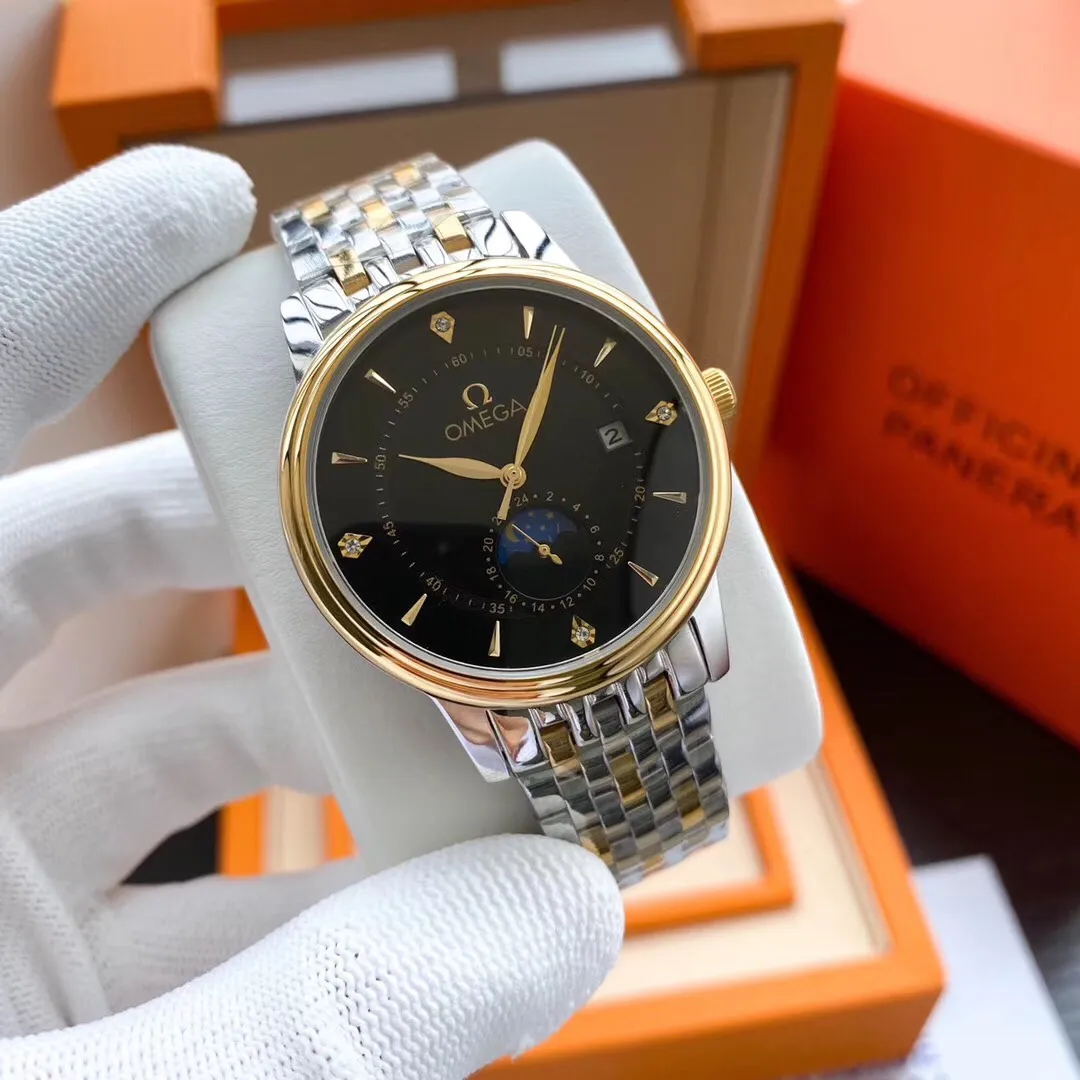 【Foreign trade import】💰1220! OMEGA-OMEGA ‼ ️Exquisite men's watch🌹🌹🌹Classic three-hand watch with moon phase design, noble atmosphere, gentlemanly style, excellent quality, hot selling all over the city. Adopting fully automatic mechanical movement, top-grade 316 stainless steel case, imported calfskin strap, mineral super mirror, size 40*13🔥The top products are constantly produced🔥