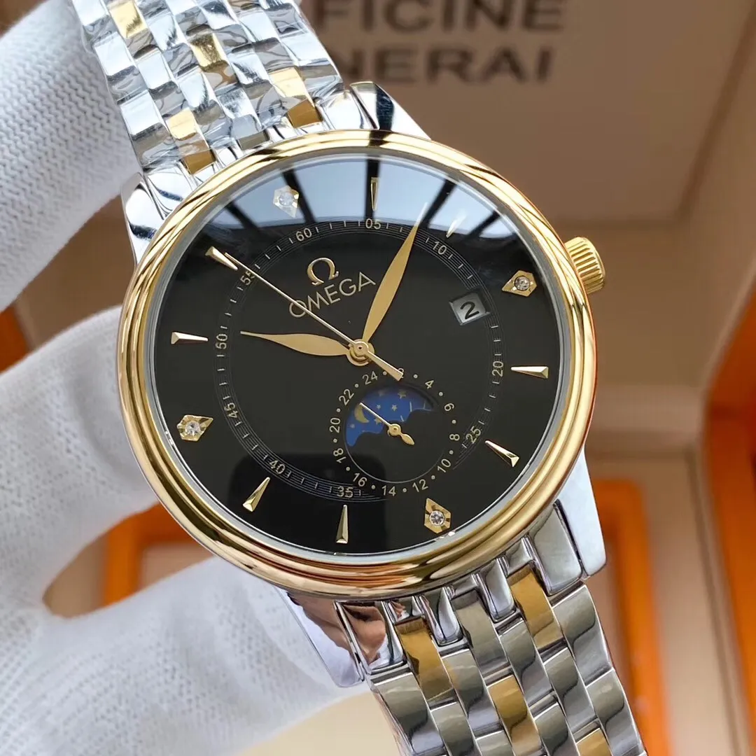 【Foreign trade import】💰1220! OMEGA-OMEGA ‼ ️Exquisite men's watch🌹🌹🌹Classic three-hand watch with moon phase design, noble atmosphere, gentlemanly style, excellent quality, hot selling all over the city. Adopting fully automatic mechanical movement, top-grade 316 stainless steel case, imported calfskin strap, mineral super mirror, size 40*13🔥The top products are constantly produced🔥