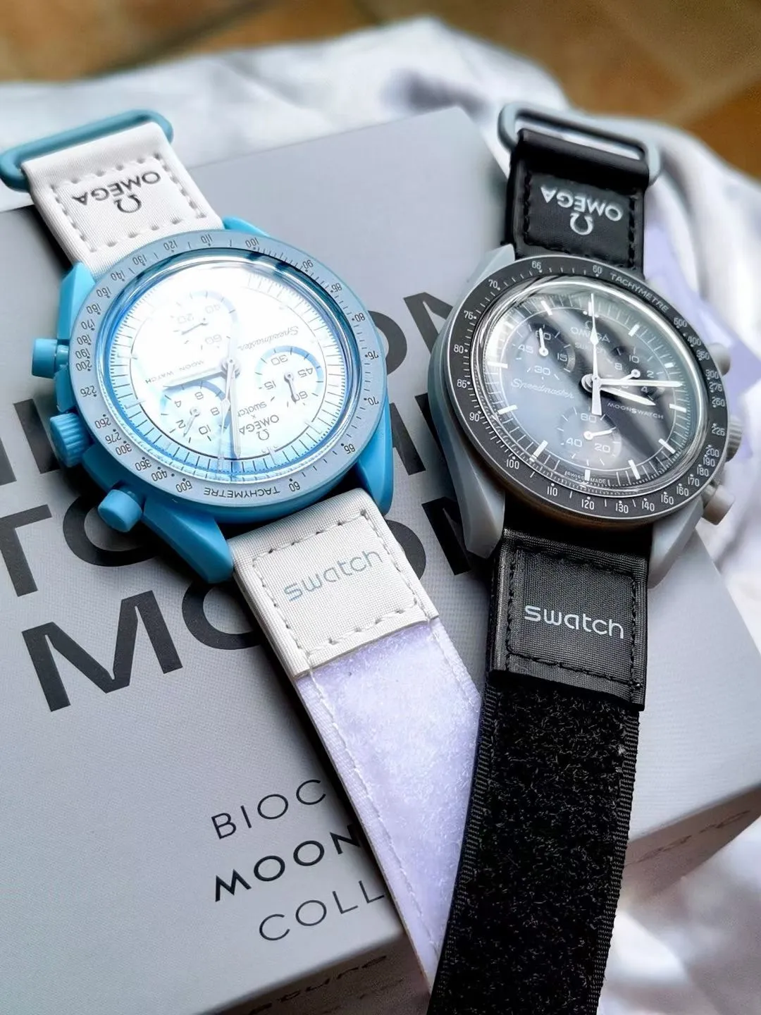 [Original order quality] 💰700! 【Purchasing quality】💰1040! Swatch OMEGAxSWATCH Omega x Swatch joint model BIOCERAMIC MOONSWATCH joint watch. There are 11 watches in this series, all named after planetary bodies. They are: Mission to the Sun (gold) Mission to Mercury (dark gray) Mission to Venus (pink) Mission to Earth (blue) Mission to the Moon (black) Mission to Mars (white) Mission to Jupiter (bronze) Mission to Saturn (beige) Mission to Uranus (light blue) Mission to Neptune (dark blue) Mission to Pluto (grey) Each one represents the characteristics of a different planet and uses its elements to decorate the dial, making people want to collect the entire series at once.  Swiss quartz machine, size 42mm. The Velcro strap is waterproof and easy to wear. It is worth buying. It can be collected and given as a gift. It has 11 colors and represents the 11 planets in the universe. The colors are bright and this summer accessory is a must-have!